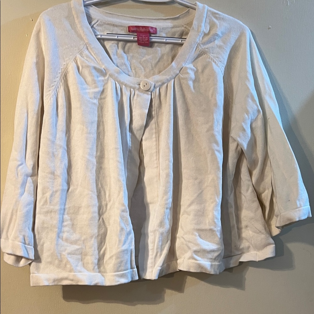 Woman Within Off-White Button-Front Blouse